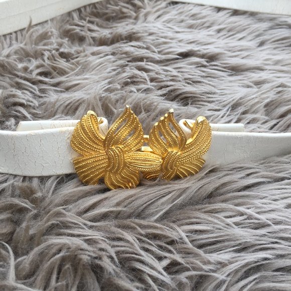 Vintage 1980s Paquette buckle w/ white Talbots belt - 42" - Picture 3 of 5